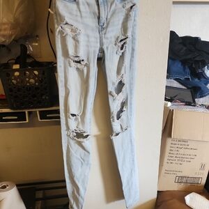 American Eagle Outfitters Light Blue Denim Jacket Label Visible